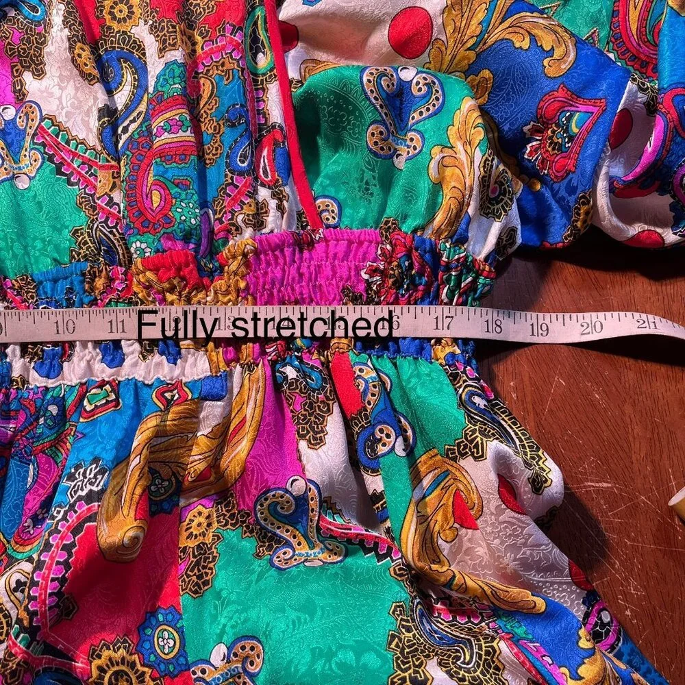 Vintage Diane Freis 100% Silk Maxi Dress Womens M Paisley Deadstock Avant Garde - Picture 13 of 15